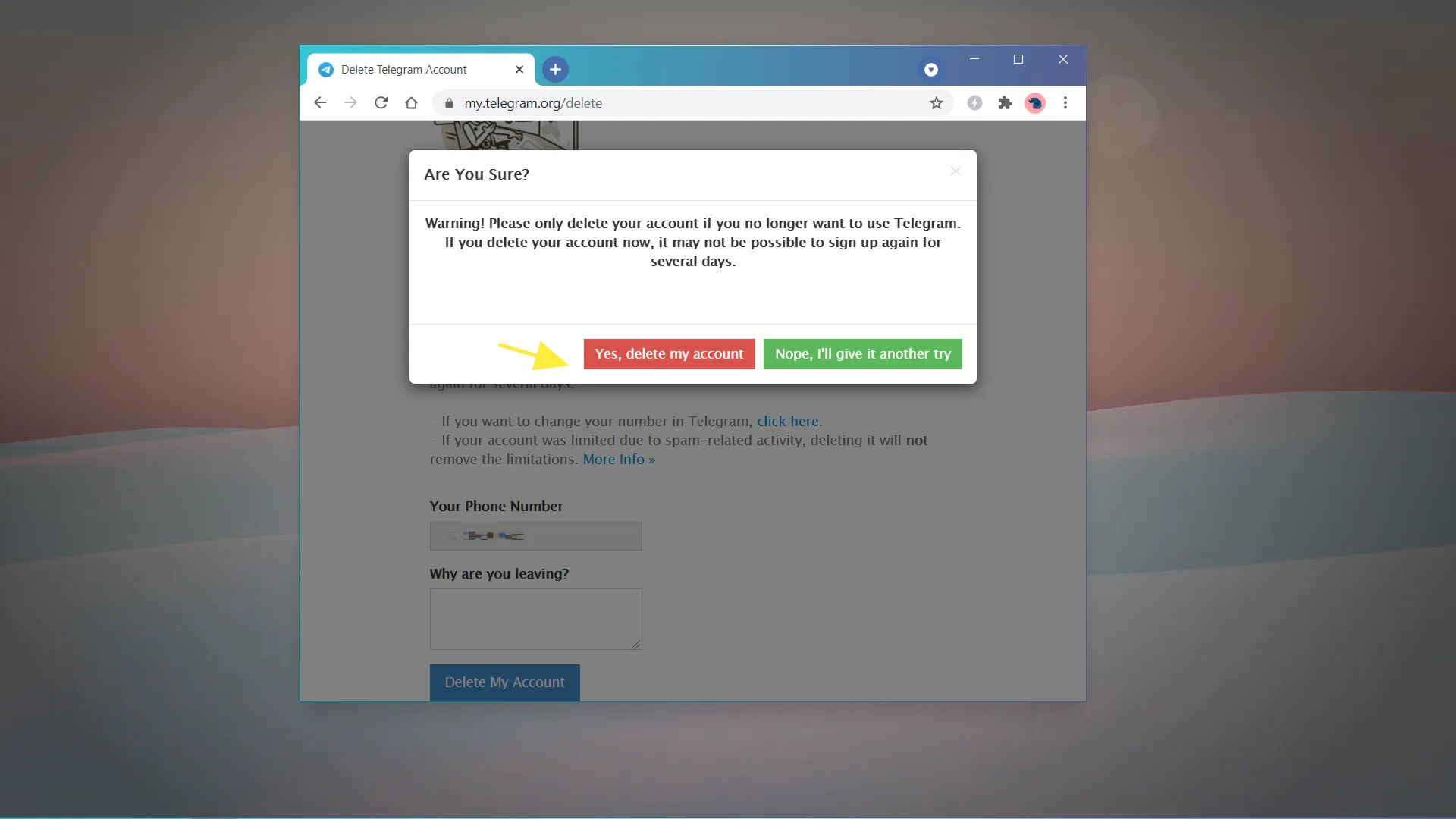 怎样注销Telegram 账号？